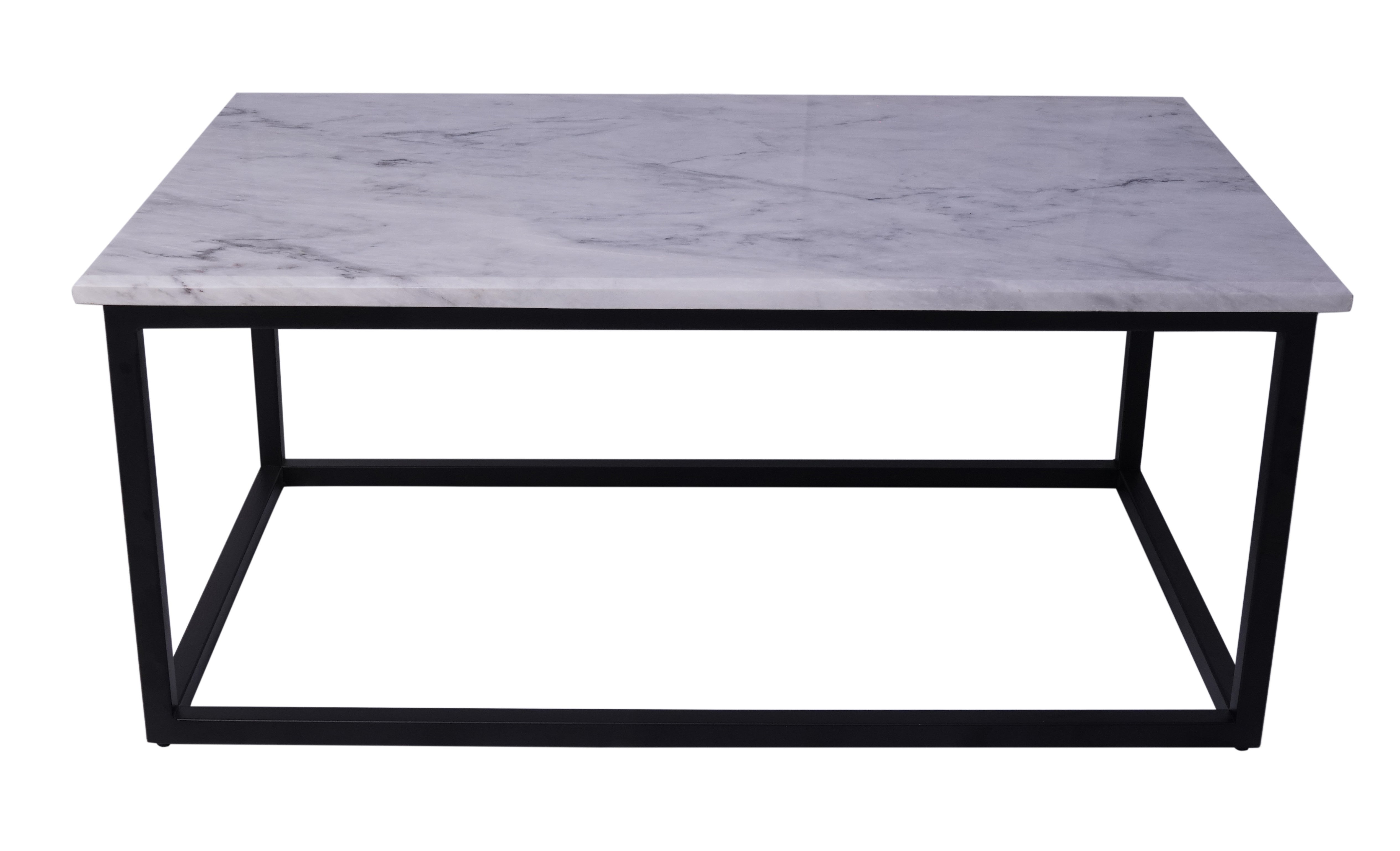 Carrara Marble Rectangular Coffee Table with Elegant Wrought Iron Base – 100x60 cm