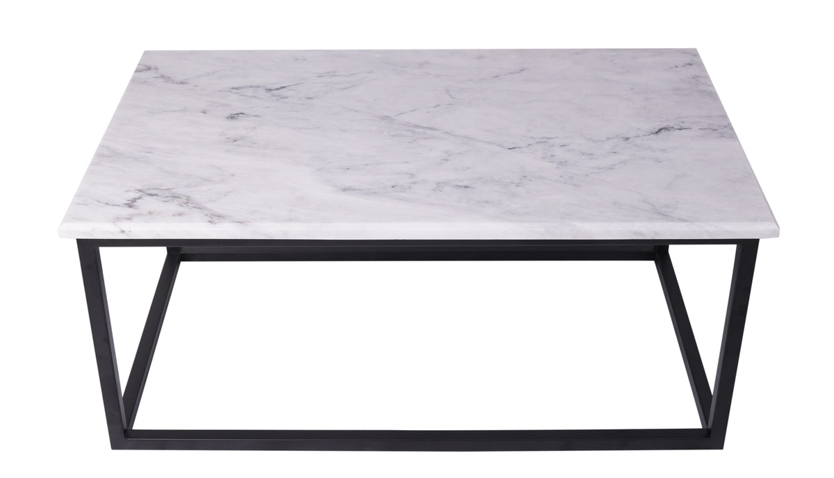 Carrara Marble Rectangular Coffee Table with Elegant Wrought Iron Base – 100x60 cm