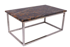 Black and Gold Natural Stone Rectangular Coffee Table