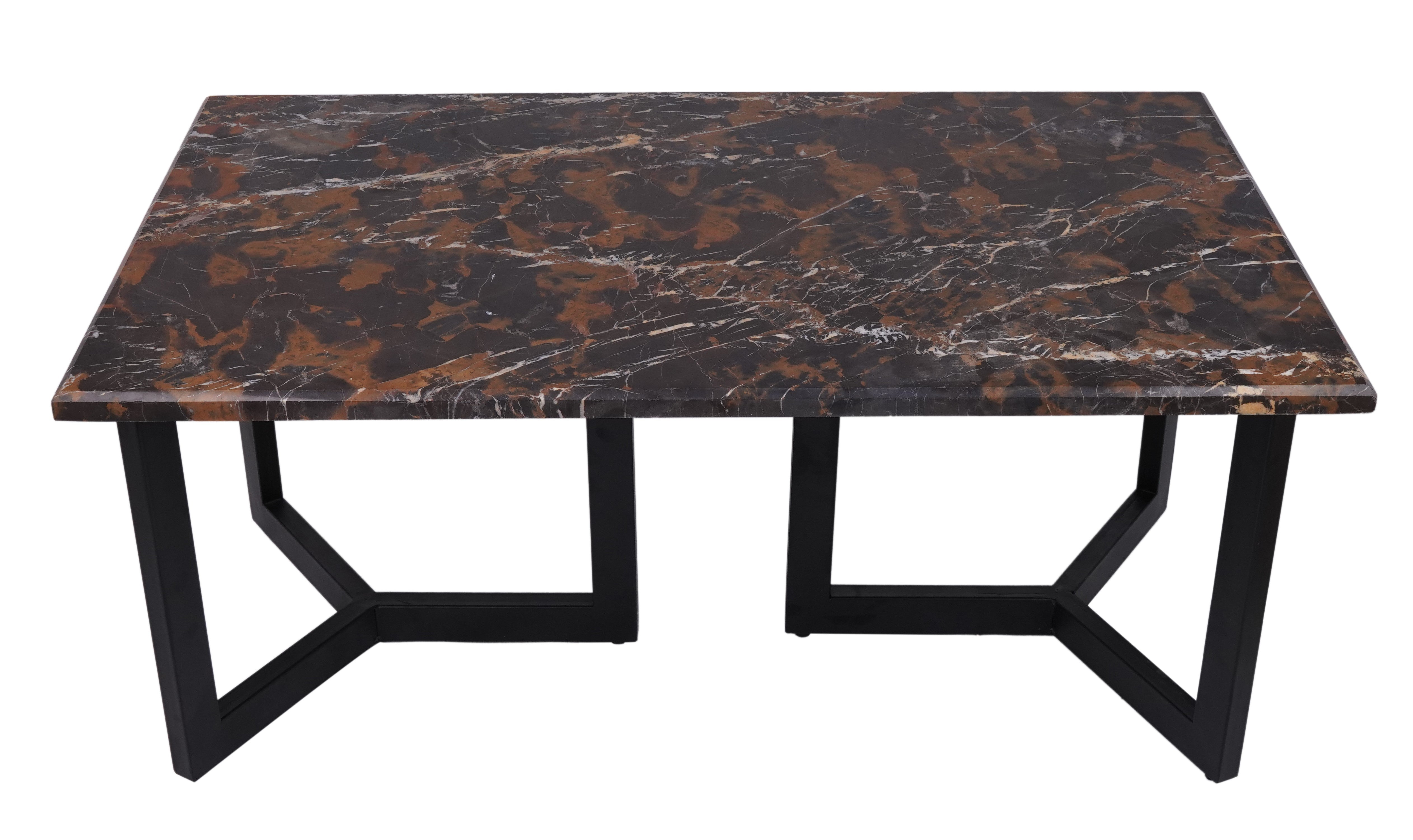 Black and Gold Natural Stone Rectangular Coffee Table