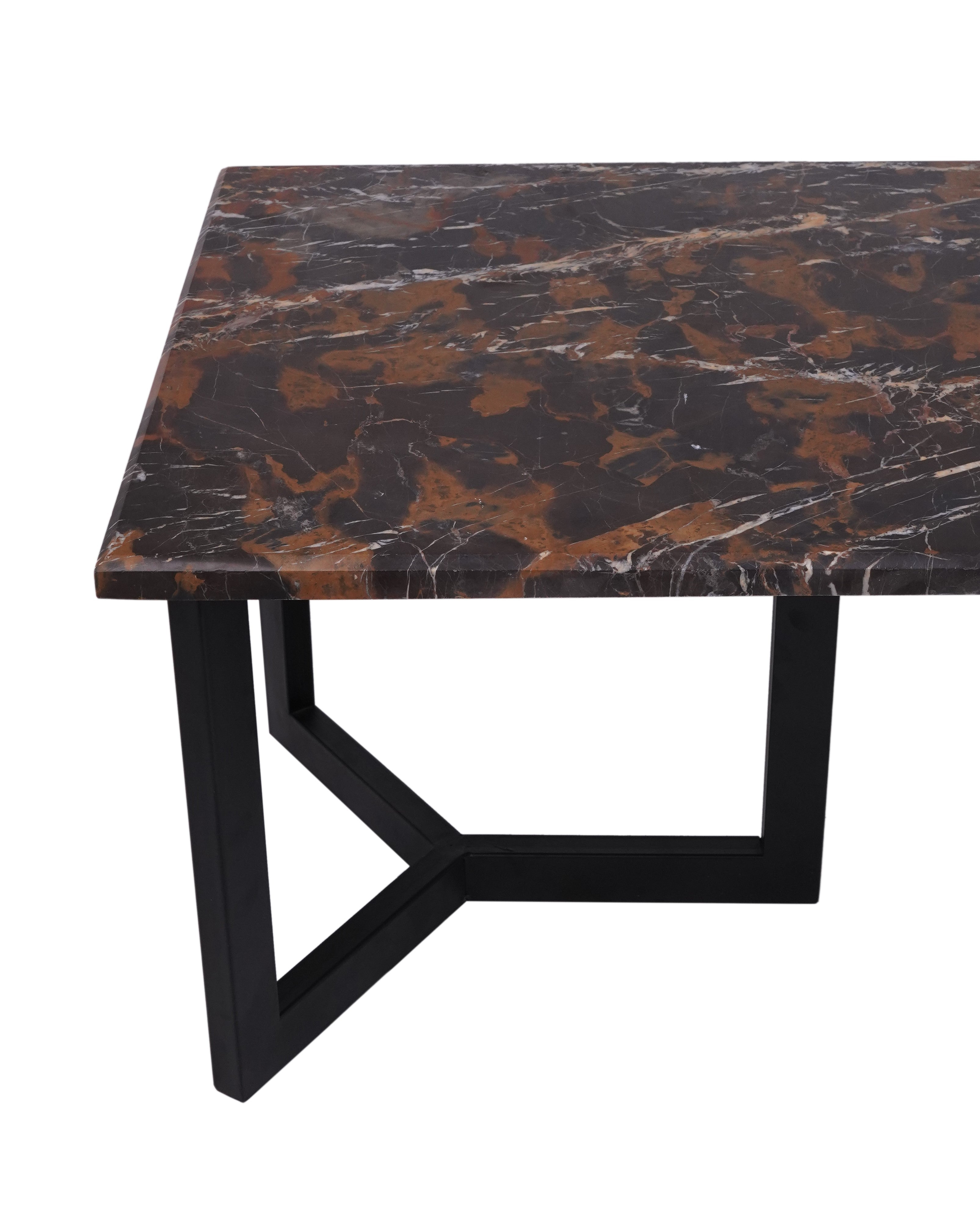 Black and Gold Natural Stone Rectangular Coffee Table