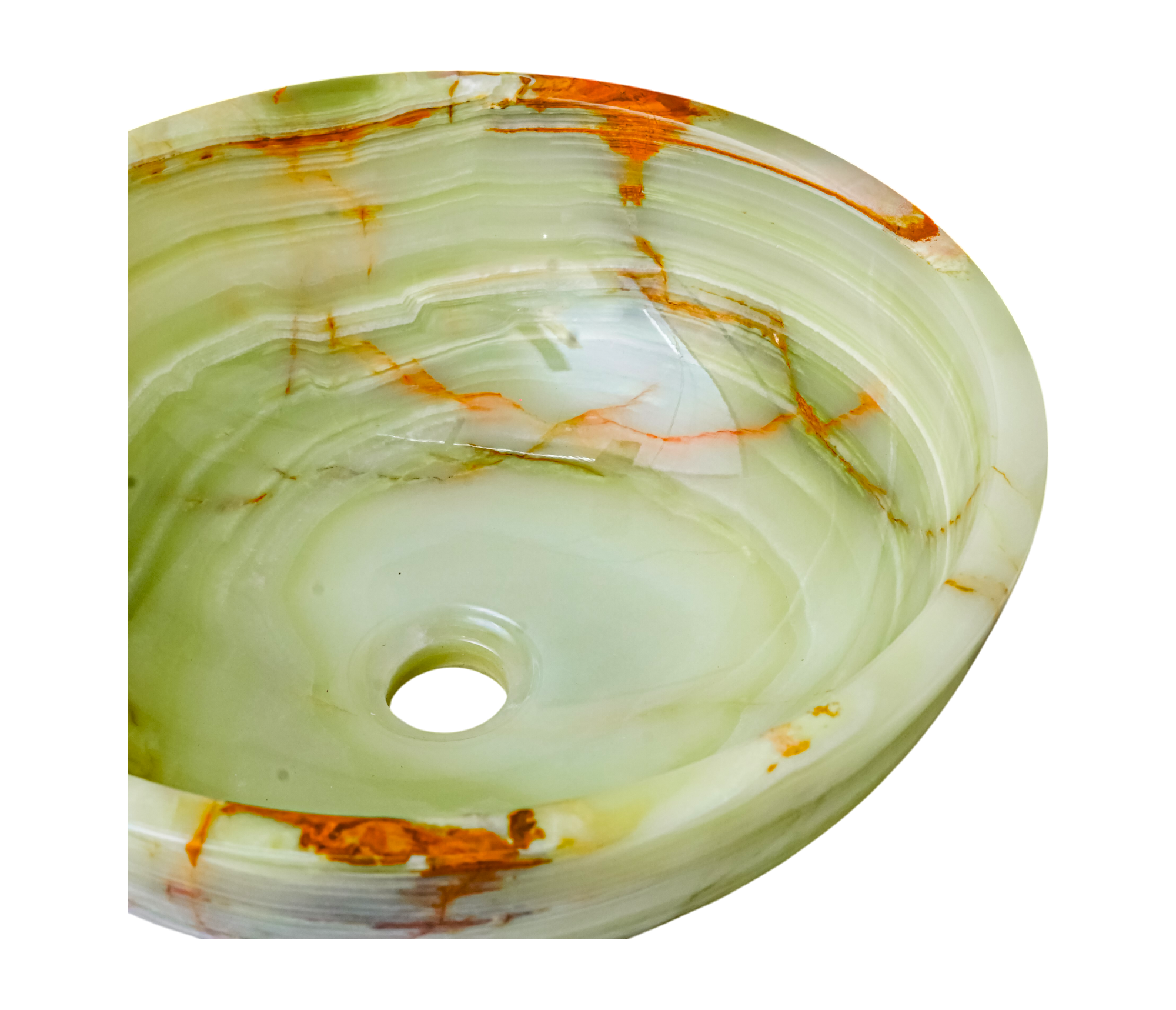 Green Onyx Round Basin Top Mount