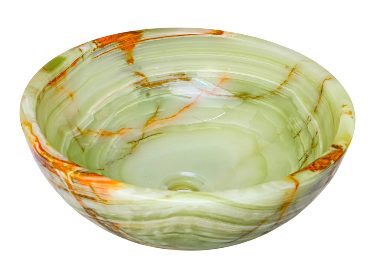 Green Onyx Round Basin Top Mount