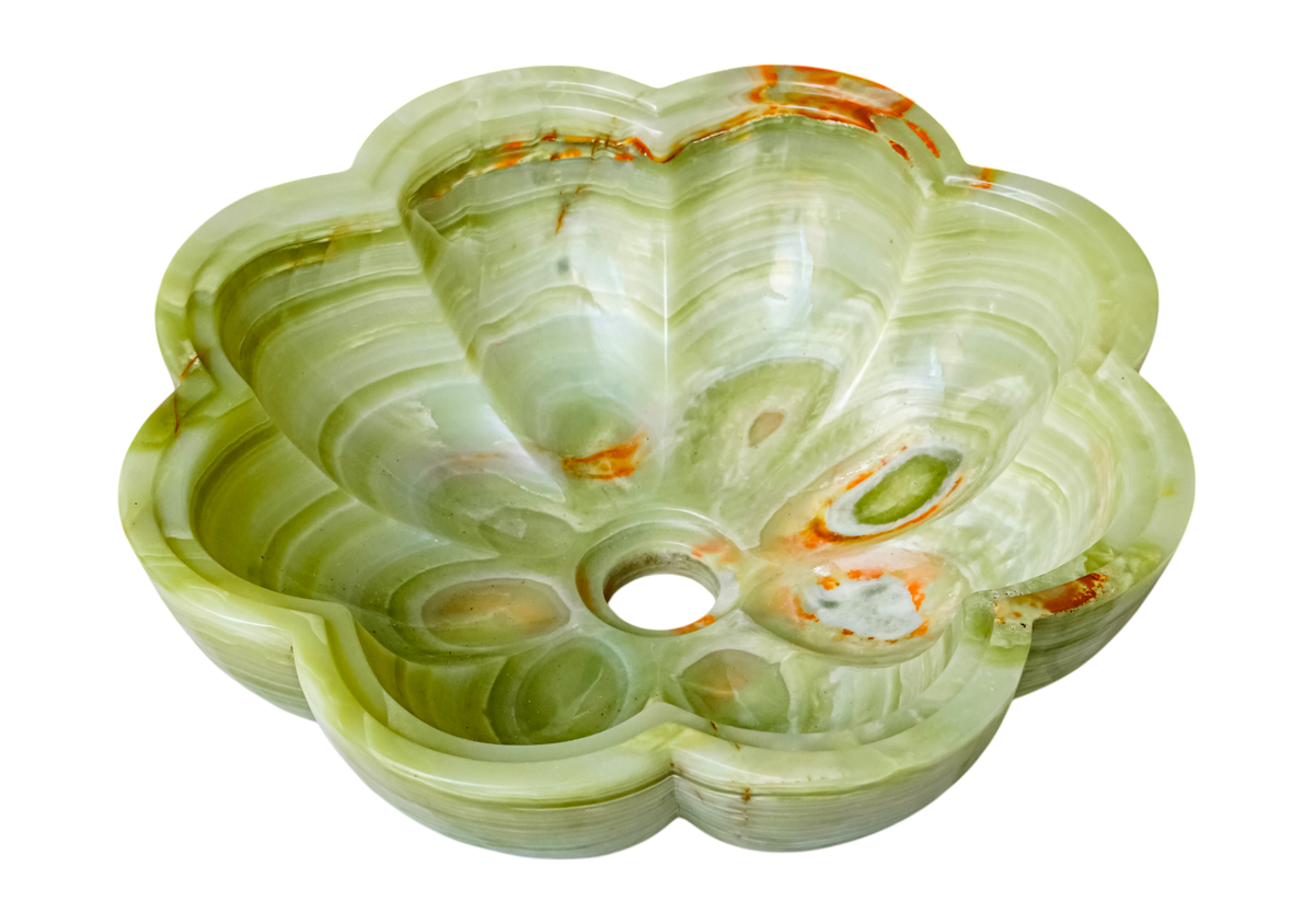 Green Onyx Flower Basin 12 cm Height