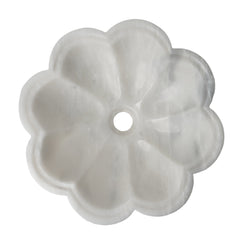 Carrara Marble Flower-Shaped Bathroom Basin Sink - 40cm Diameter