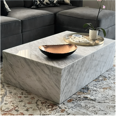 Carrara Marble Rectangular Plinth Coffee Table