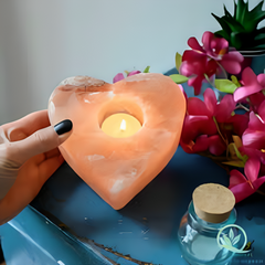 Heart Shape Himalayan Pink Salt Tea Light Candle Holder With Tea Light Candle