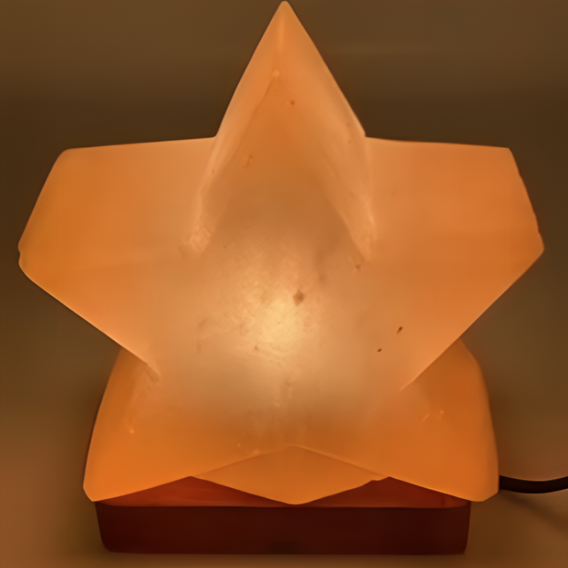 Himalayan Pink Rock Crystal Carved Salt Lamp In Star Shape