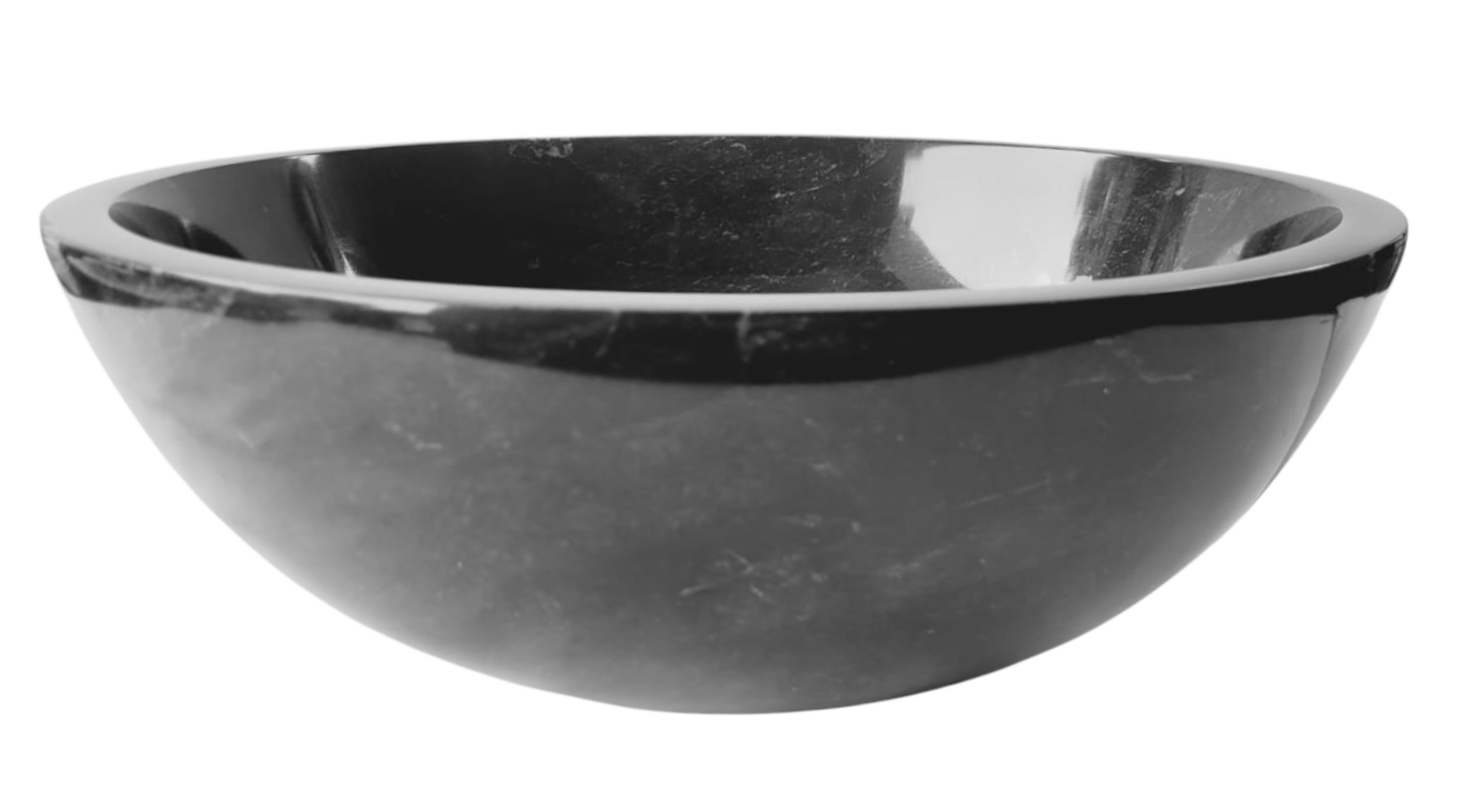 Jet Black Marble Round Basin Top Mount