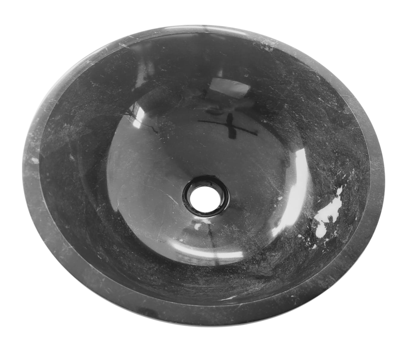 Jet Black Marble Round Basin Top Mount