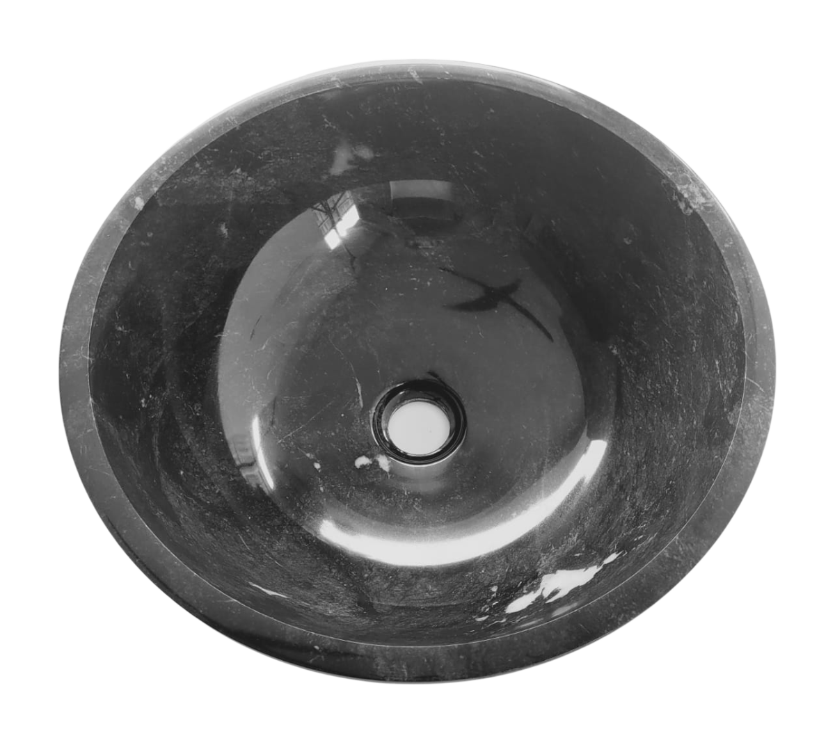 Jet Black Marble Round Basin Top Mount