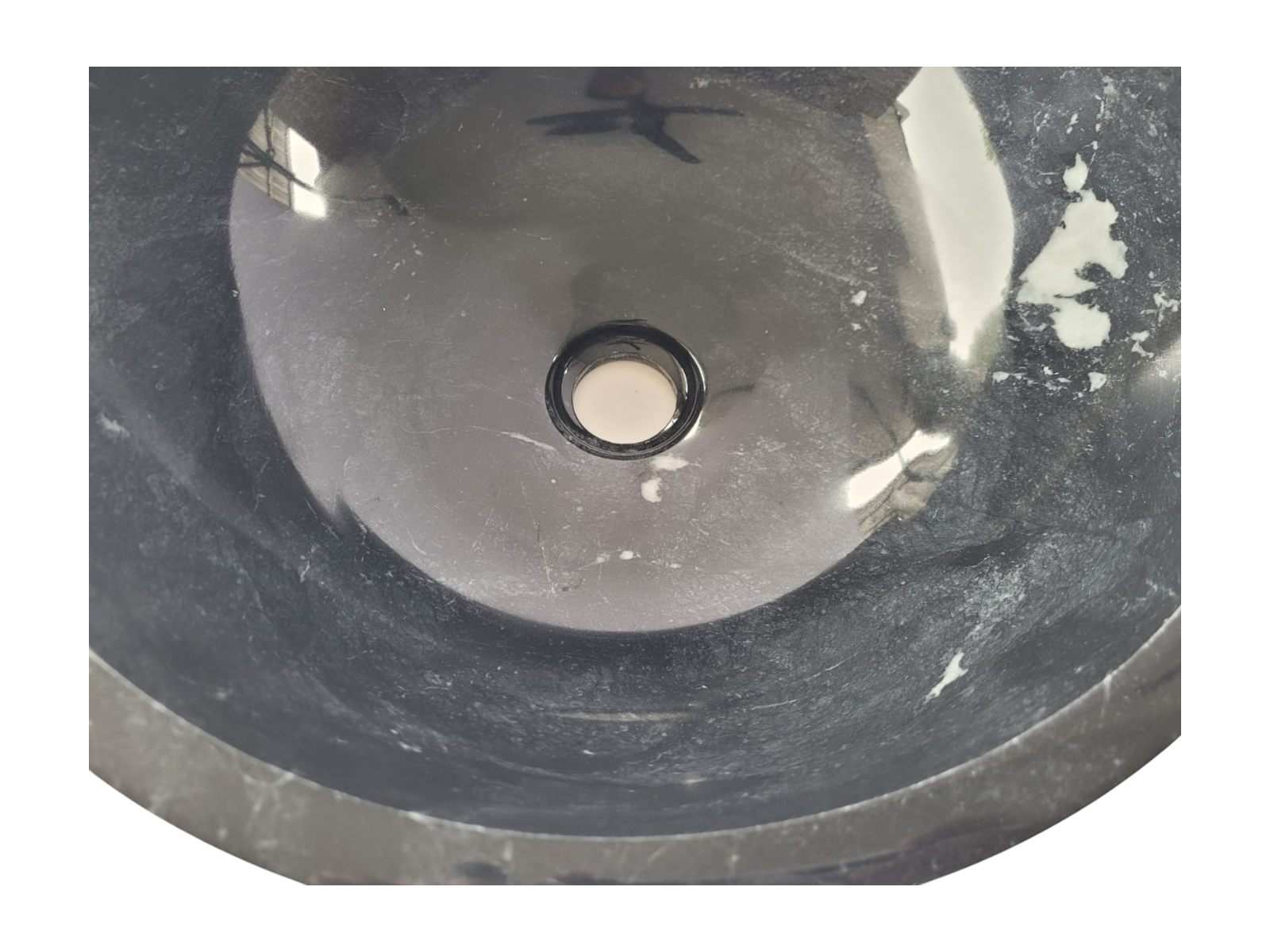 Jet Black Marble Round Basin Top Mount