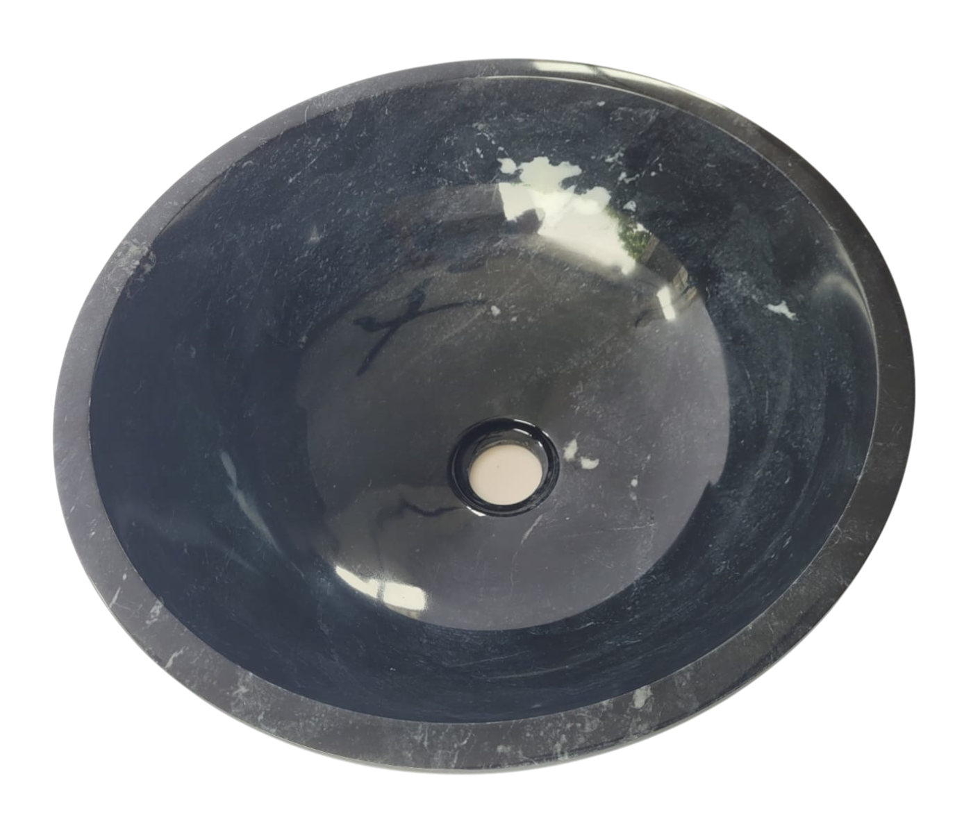 Jet Black Marble Round Basin Top Mount