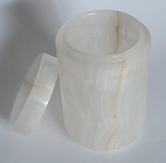 Handmade White Onyx Urn – 18x14cm  Elegant Marble Container