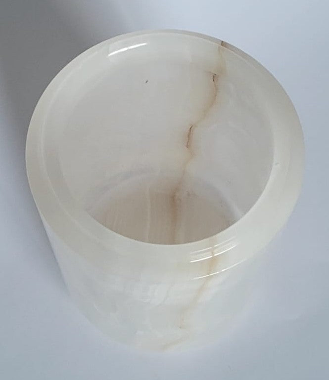 Handmade White Onyx Urn – 18x14cm  Elegant Marble Container