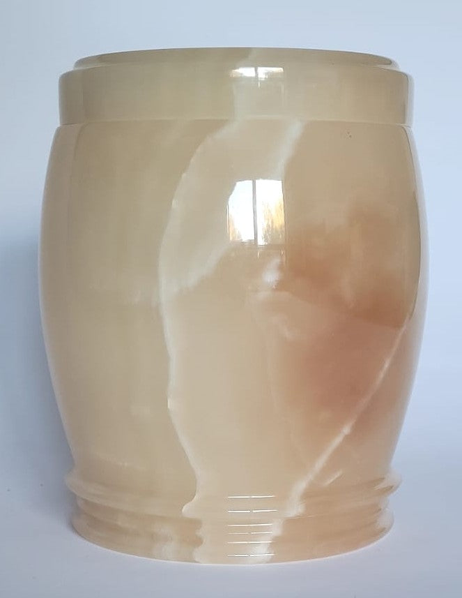 Handmade Honey Onyx Urn – 18x15cm  Warm Marble Accent Piece