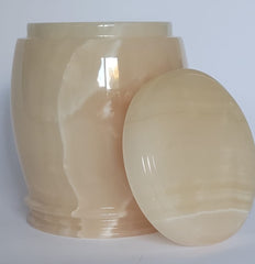 Handmade Honey Onyx Urn – 18x15cm  Warm Marble Accent Piece