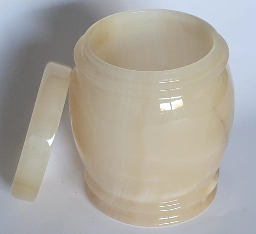 Handmade Honey Onyx Urn – 18x15cm  Warm Marble Accent Piece