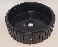 Fluted Black & Gold Marble Round Basin