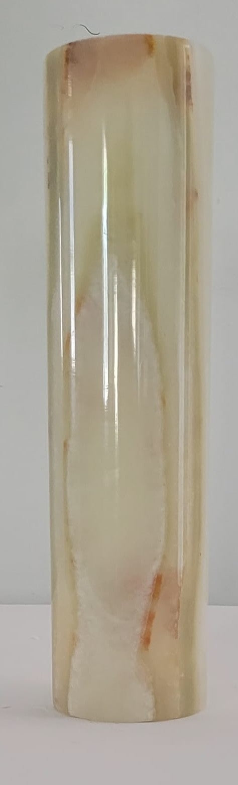 Green Onyx Cylindrical Lamp – Handcrafted from One Solid Stone (30x8x8cm, 1.35kg)