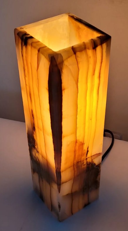 Honey Onyx Glow Lamp – 30cm Rectangular Stone Light