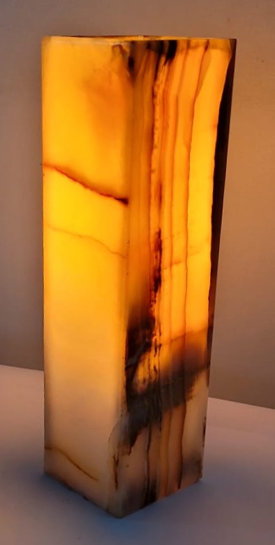 Honey Onyx Glow Lamp – 30cm Rectangular Stone Light
