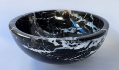 Natural Stone Marble Round Basin Counter Top Bathroom Sink In Black & Gold Marble