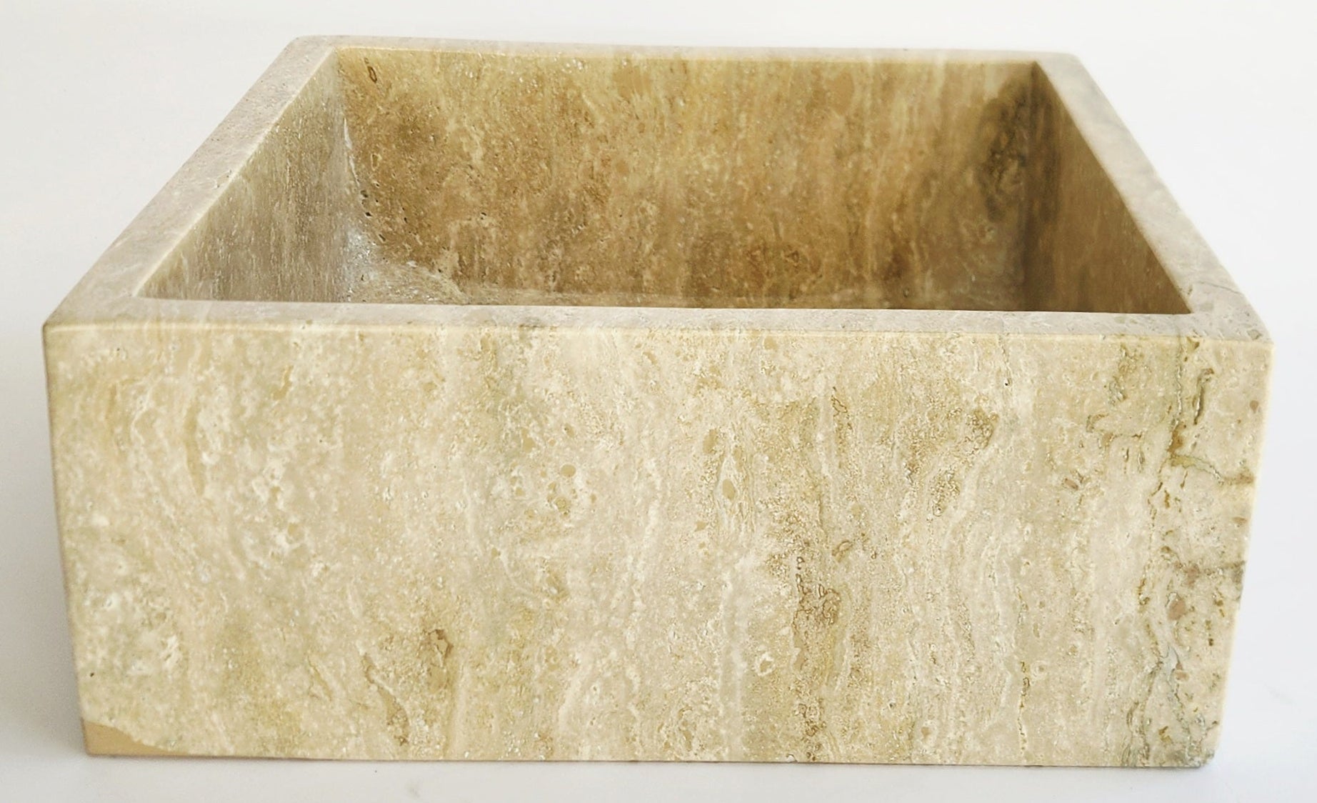 Beige stone sink on a white background