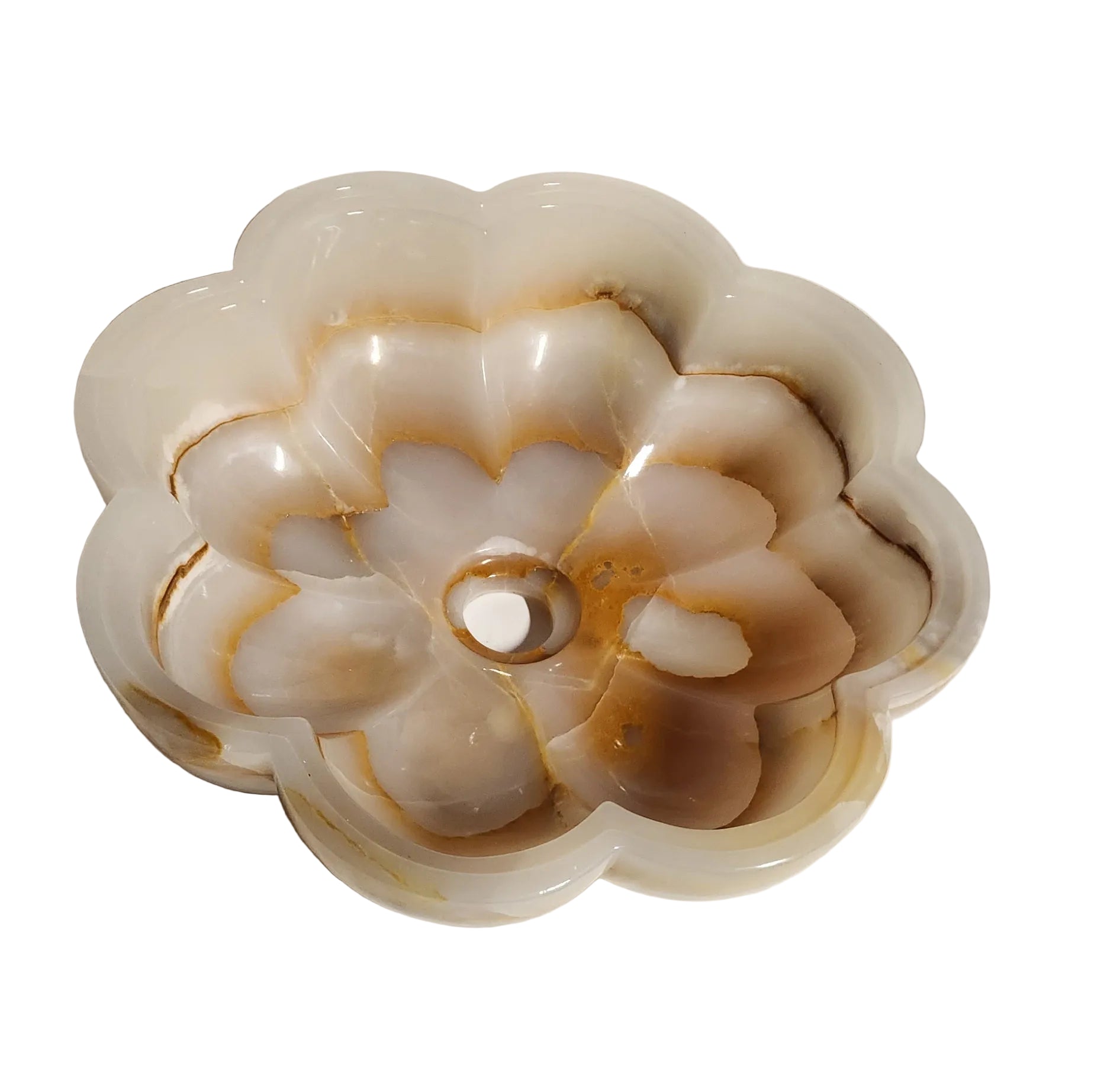 White Onyx Flower Basin 12cm