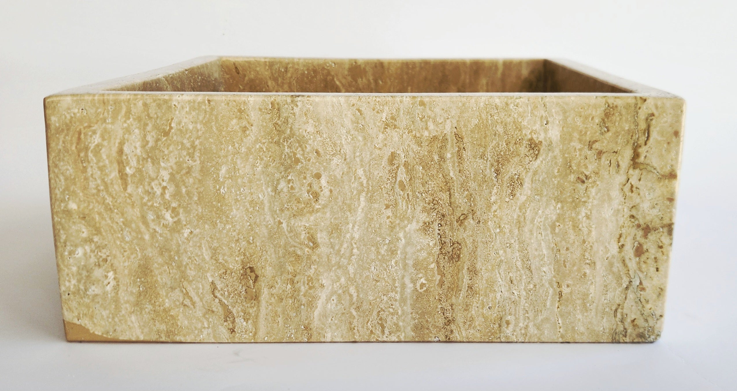 Rectangular stone planter on a white background