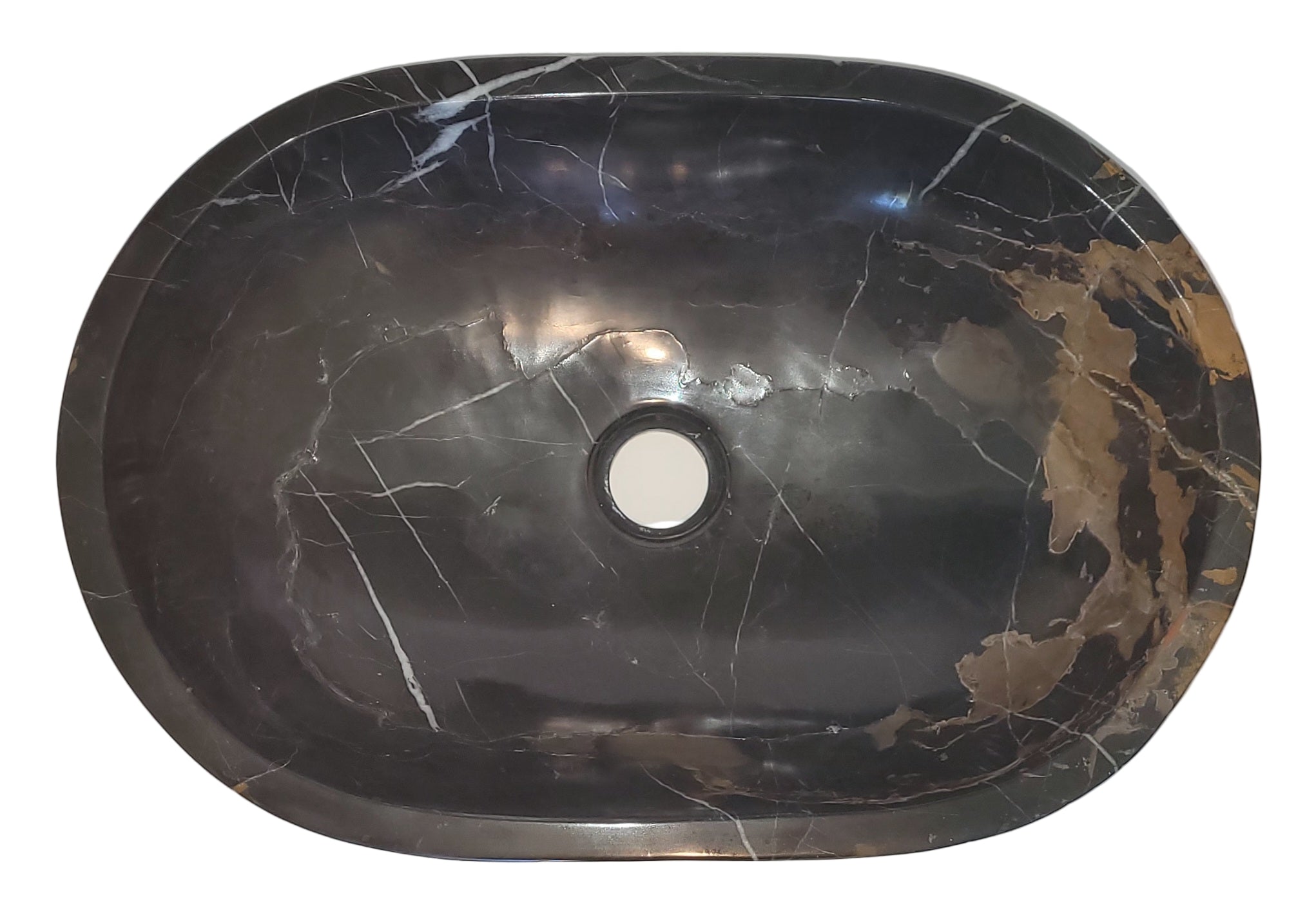 Black and Gold Marble Oval Basin