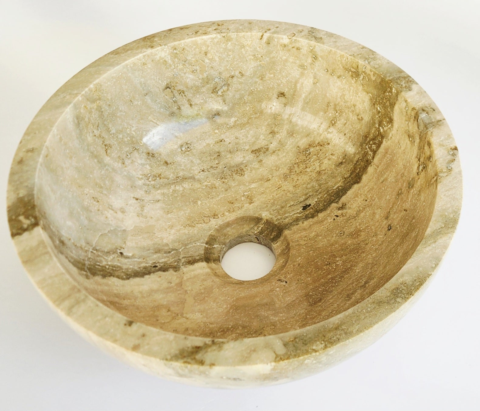 Handmade Round Travertine Vessel Sink – 40x40x14cm & 30x30x12.5cm