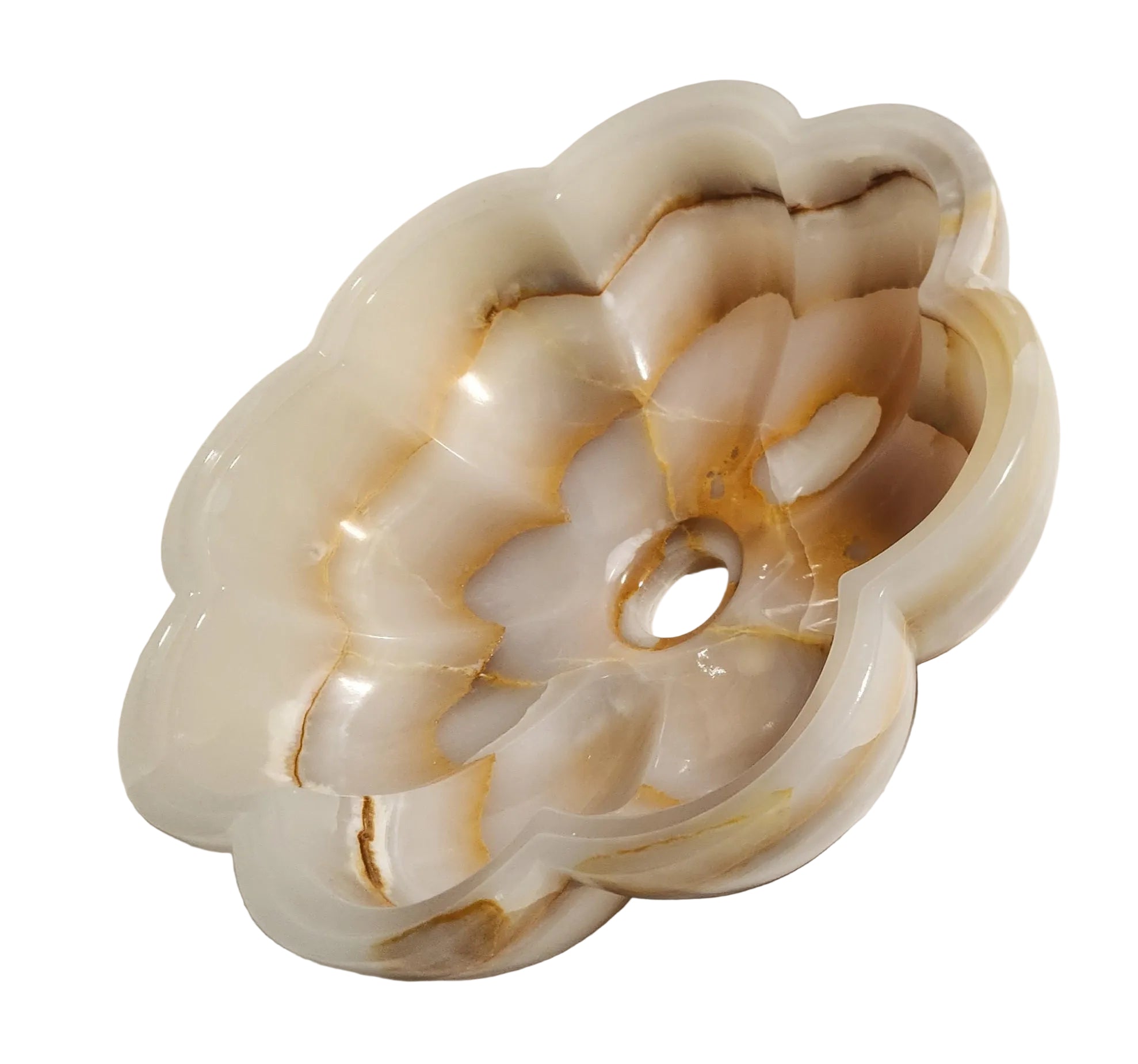 White Onyx Flower Basin 12cm
