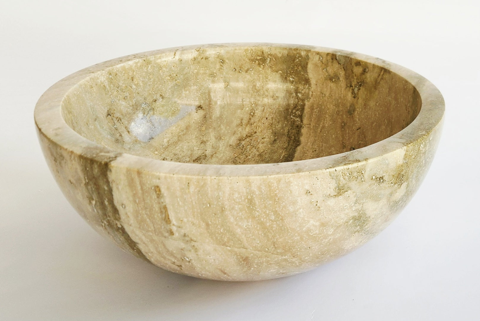 Handmade Round Travertine Vessel Sink – 40x40x14cm & 30x30x12.5cm