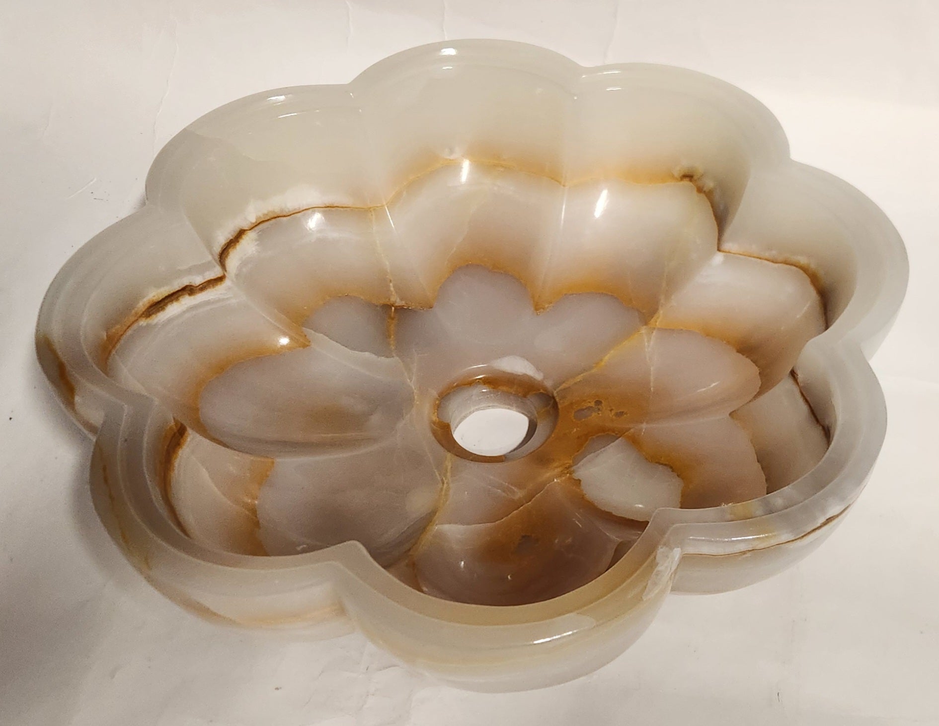 White Onyx Flower Basin 12cm