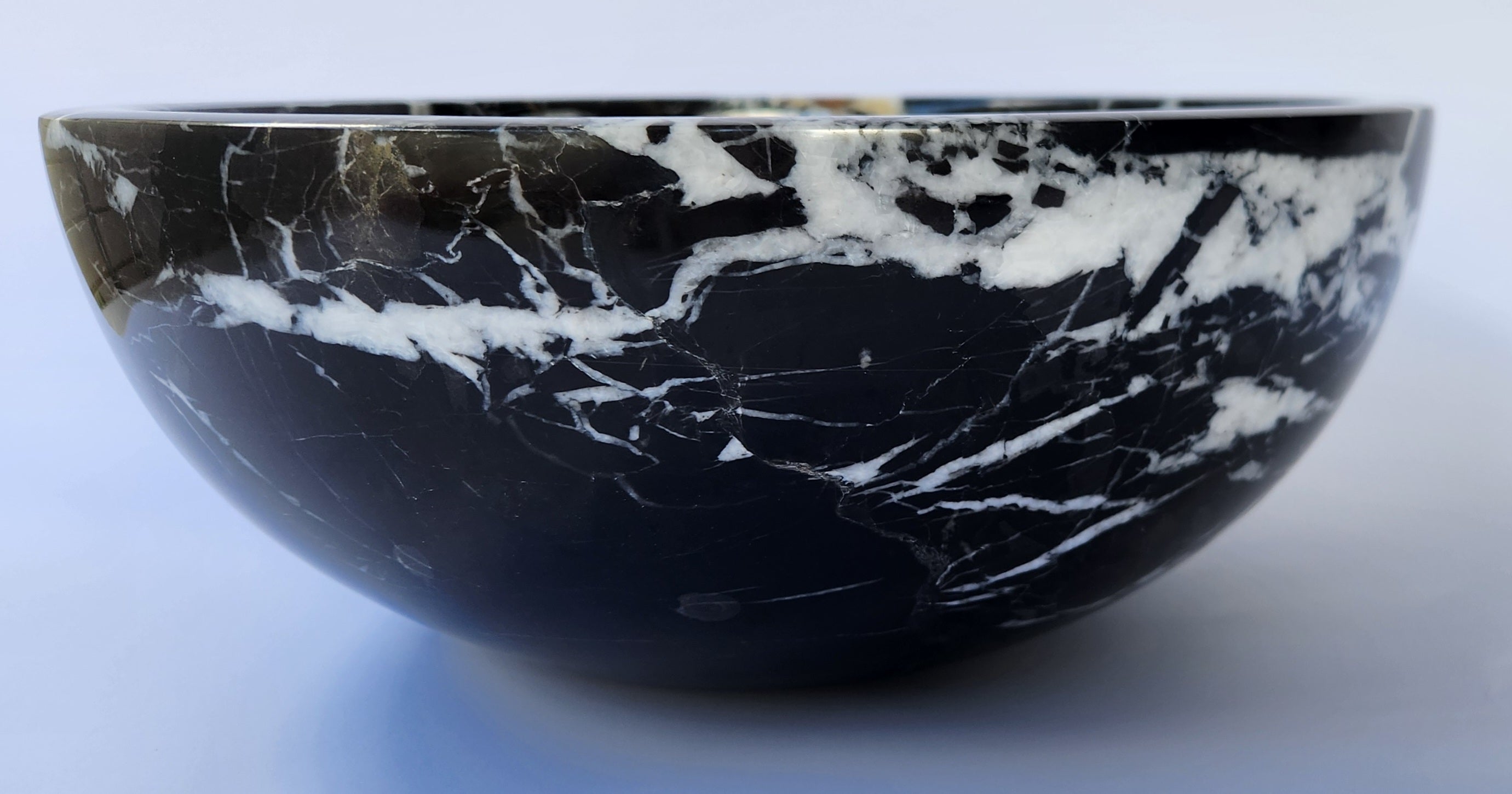 Natural Stone Marble Round Basin Counter Top Bathroom Sink In Black & Gold Marble
