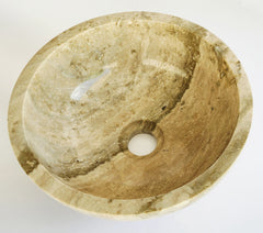 Handmade Round Travertine Vessel Sink – 40x40x14cm & 30x30x12.5cm
