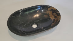 Black and Gold Marble Oval Basin