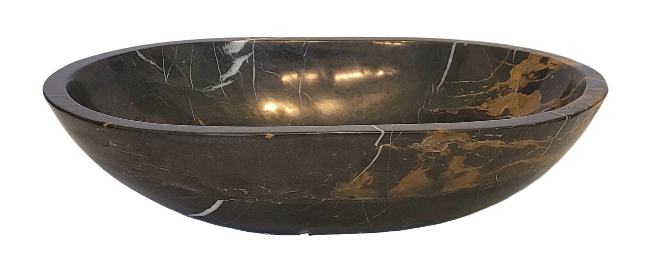 Black and Gold Marble Oval Basin