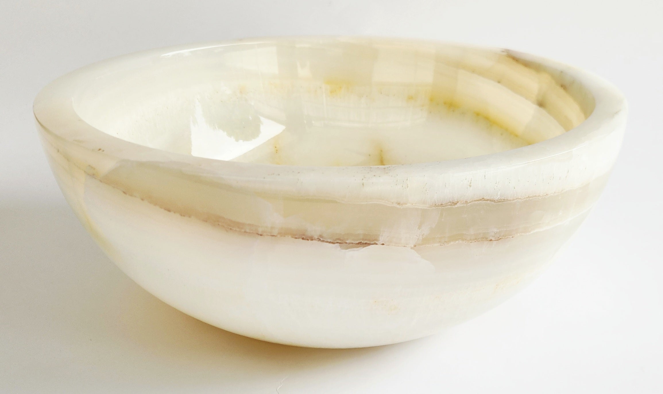 White onyx bowl on a white background