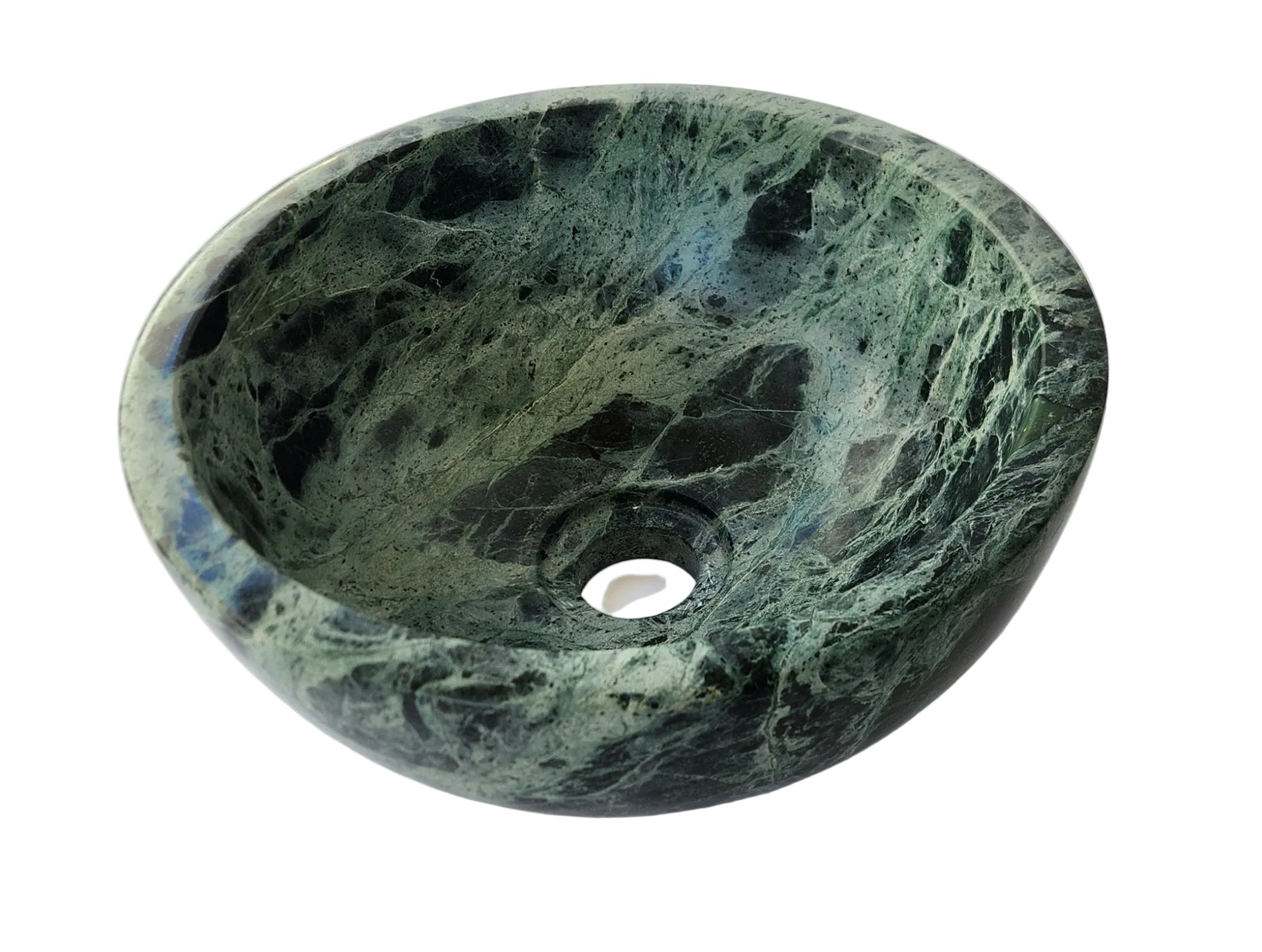 Green marble basin bowl on a white background
