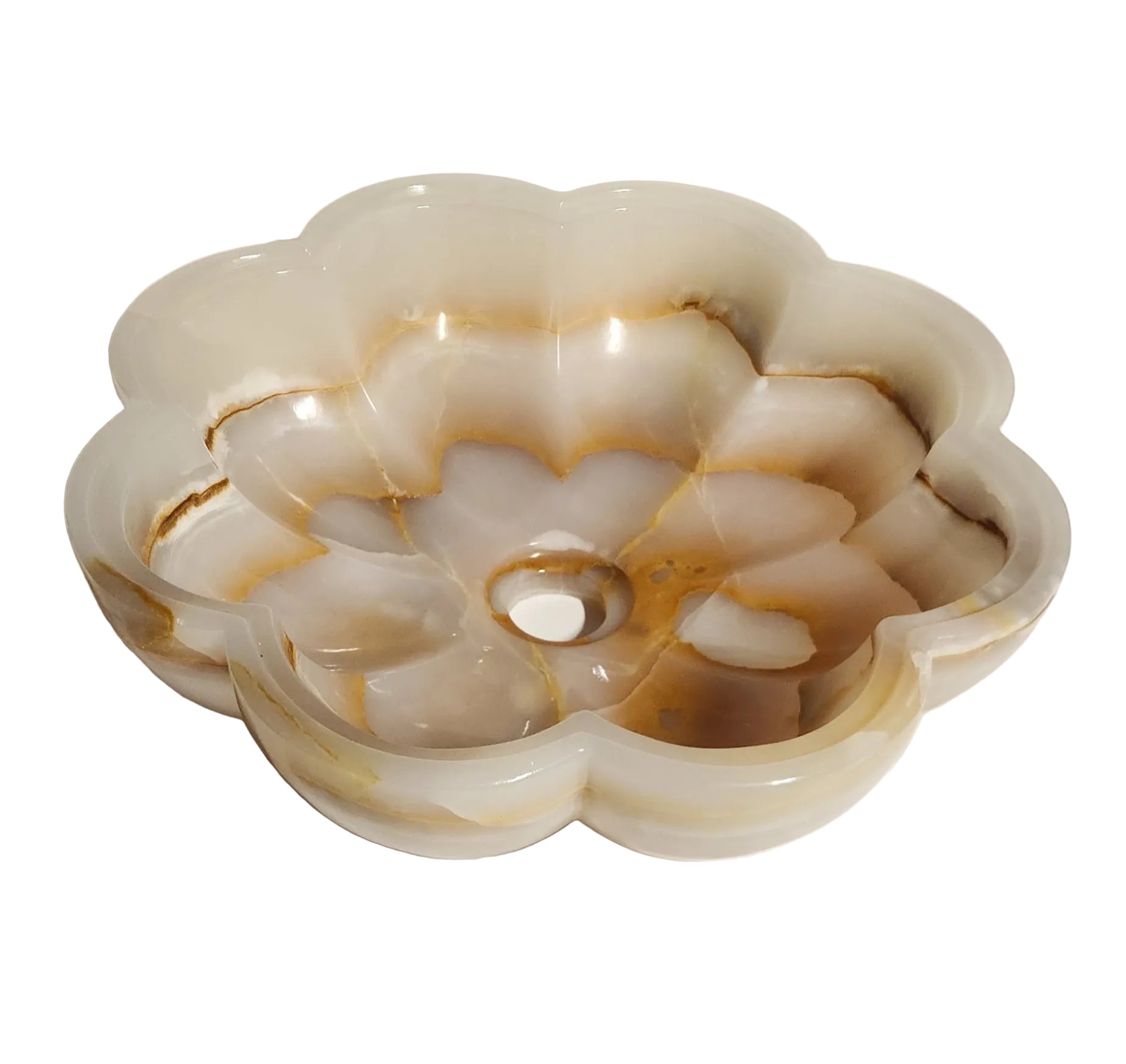 White Onyx Flower Basin 12cm