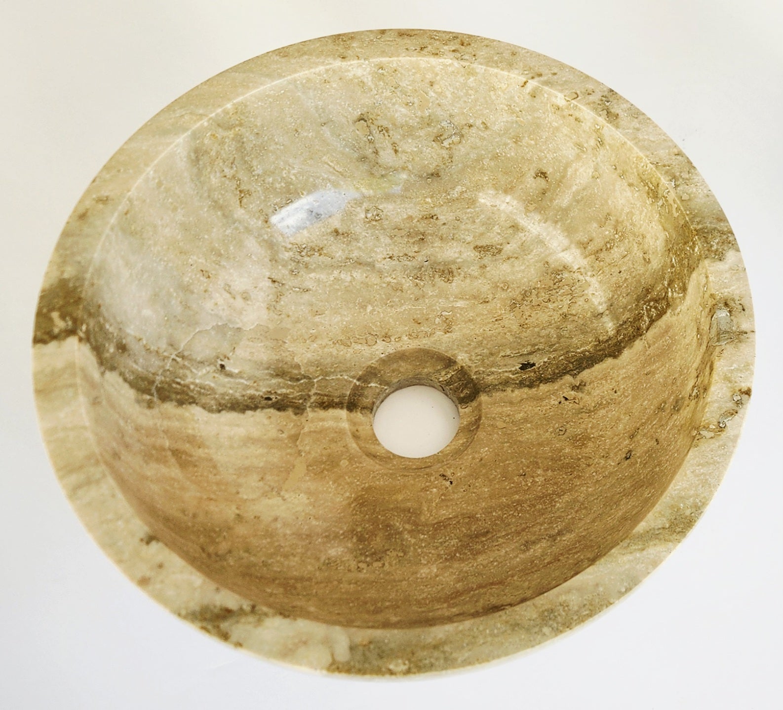 Handmade Round Travertine Vessel Sink – 40x40x14cm & 30x30x12.5cm