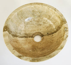 Handmade Round Travertine Vessel Sink – 40x40x14cm & 30x30x12.5cm