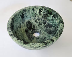 Natural Stone Marble Round Shape Basin Counter Top Bathroom Sink In Green Marble